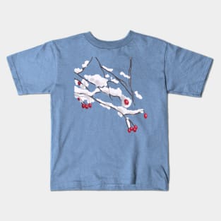 Snowy Branches With Winter Berries Kids T-Shirt